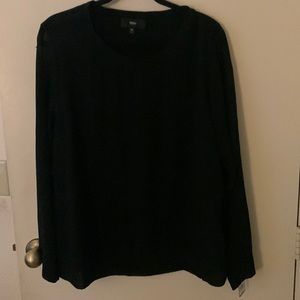 NWT Mossimo Blck Long Sleeve with Sheer Sleeves